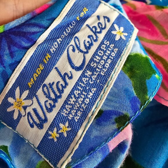 Waltah Clarke Vintage Hawaiian Maxi Dress, Short Sleeve, Vibrant, Floral, Small - Picture 6 of 10